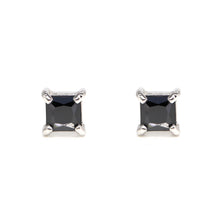 Load image into Gallery viewer, SSM200 Rhodium Square Cut Black CZ Magnetic Stud Earring
