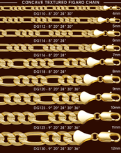 Load image into Gallery viewer, DG130 12MM Concave Textured Figaro Chain
