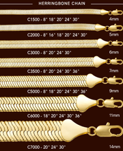 Load image into Gallery viewer, C6000 11MM Gold Herringbone Chain
