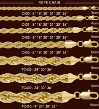 Load image into Gallery viewer, C400 3MM Gold Rope Chain

