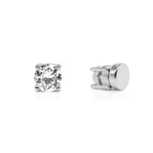 Load image into Gallery viewer, SRM300 Rhodium Round Cut Crystal CZ Magnetic Stud Earring
