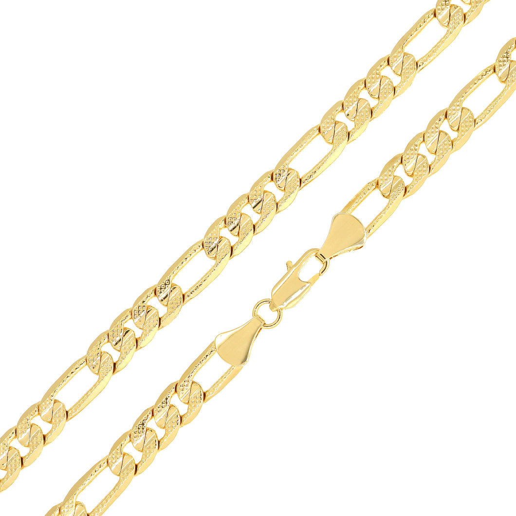 DG116 7MM Concave Textured Figaro Chain