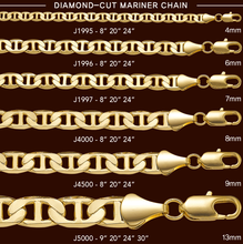 Load image into Gallery viewer, J4500 9MM Diamond Cut Mariner Chain
