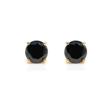 Load image into Gallery viewer, SRM500  Gold Round Cut Black CZ Magnetic Stud Earring
