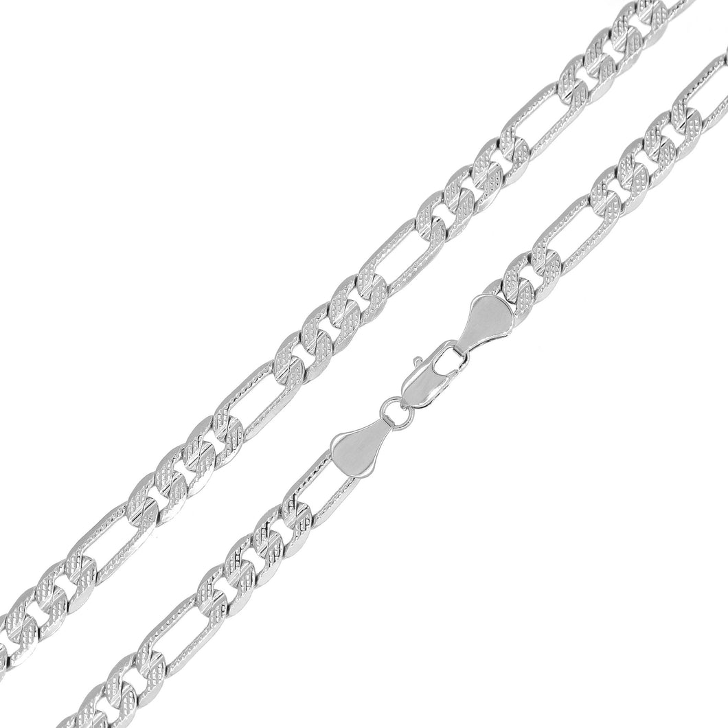 SDG116 7MM Concave Textured Figaro Chain