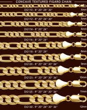 Cargar imagen en el visor de la galería, &lt;transcy&gt;DG123 Cadena Figaro con textura cóncava de 10 mm&lt;/transcy&gt;
