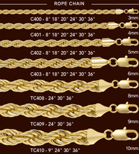 Load image into Gallery viewer, C403 6MM Gold Rope Chain
